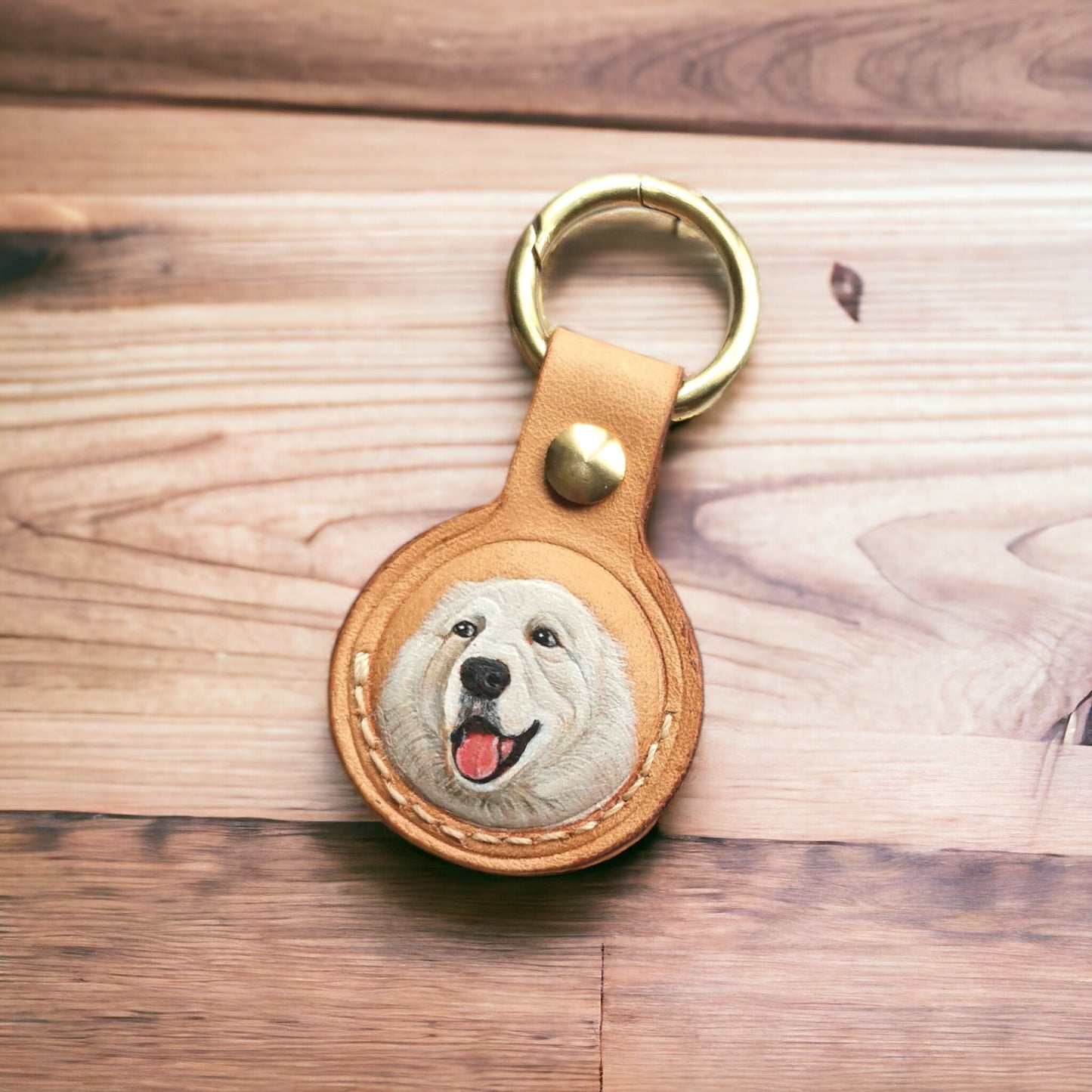 Woof-tastic Personalized Hand-Painted Dog Pet Portrait AirTag Holder - Custom Pet Keychain