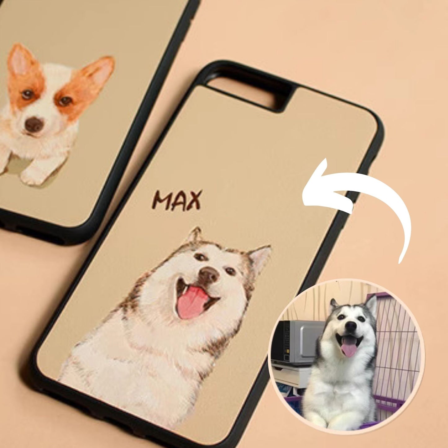 Photo to customized phone case with hand-painted portrait