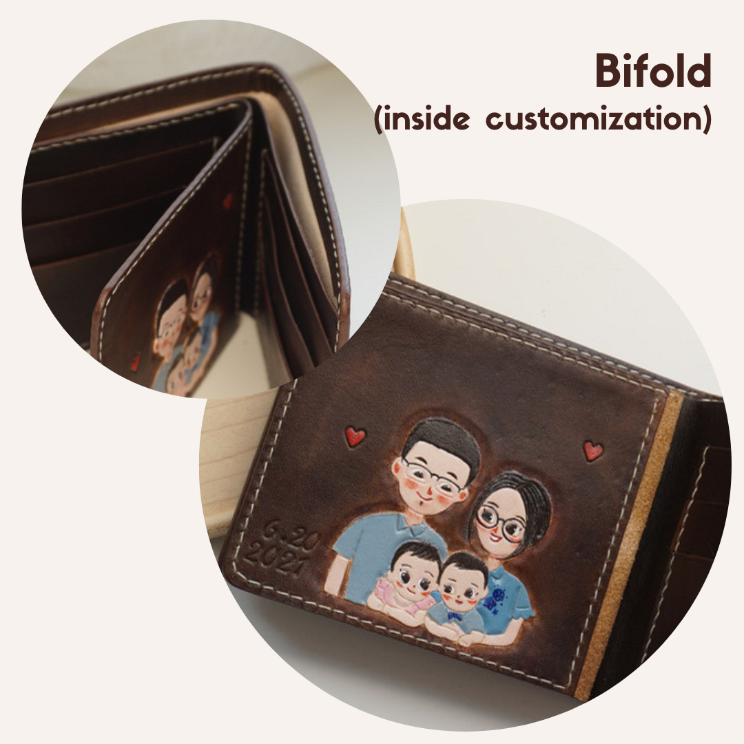 Handmade Pet Portrait Leather Carved Wallet
