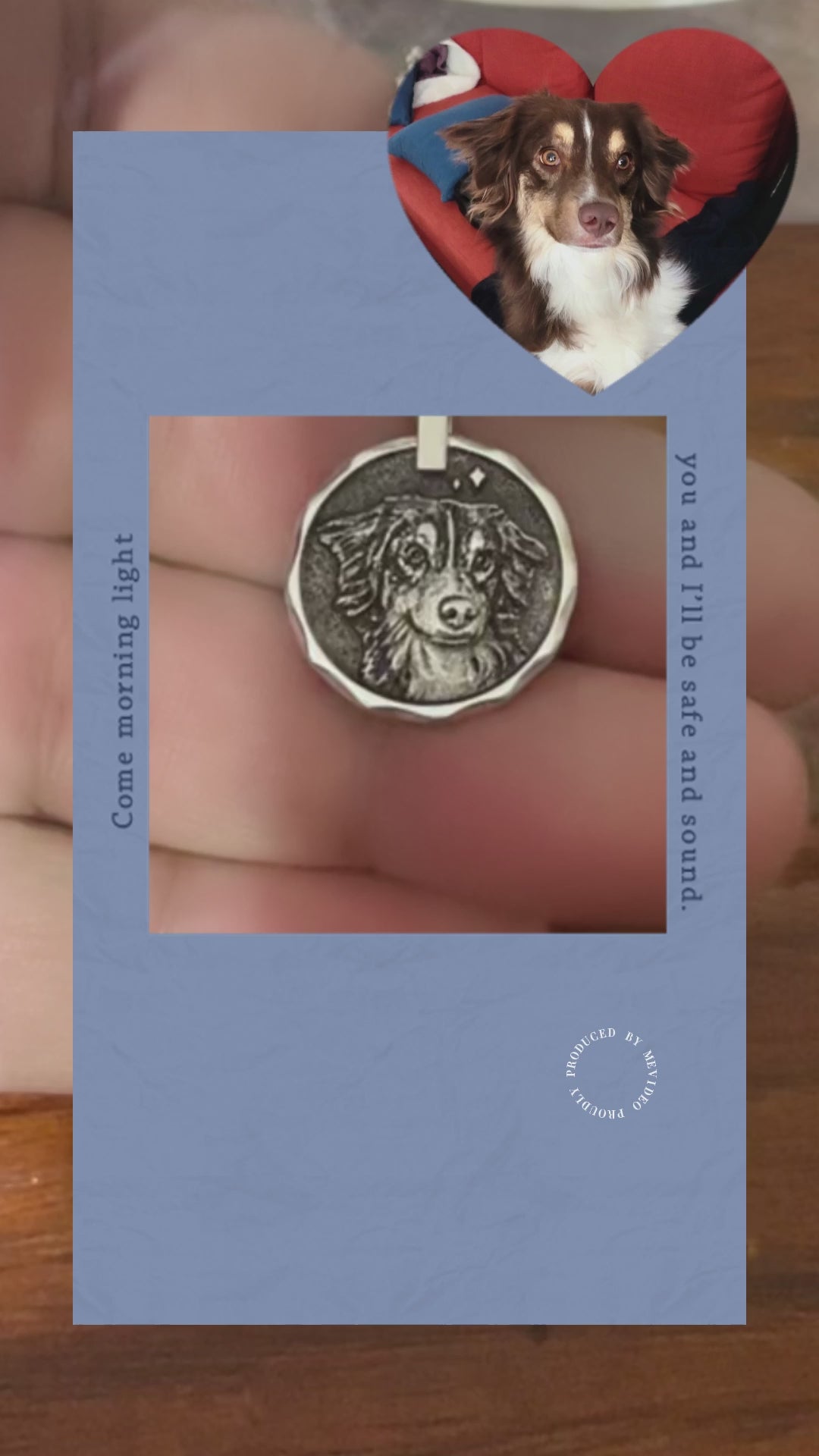 Illustration of how the handcrafted sterling silver coin necklace appears through a mobile camera lens