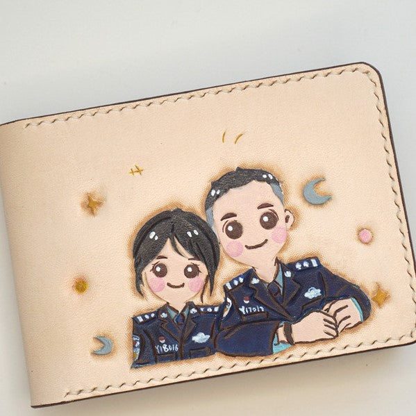 Handmade Pet Portrait Leather Carved Wallet