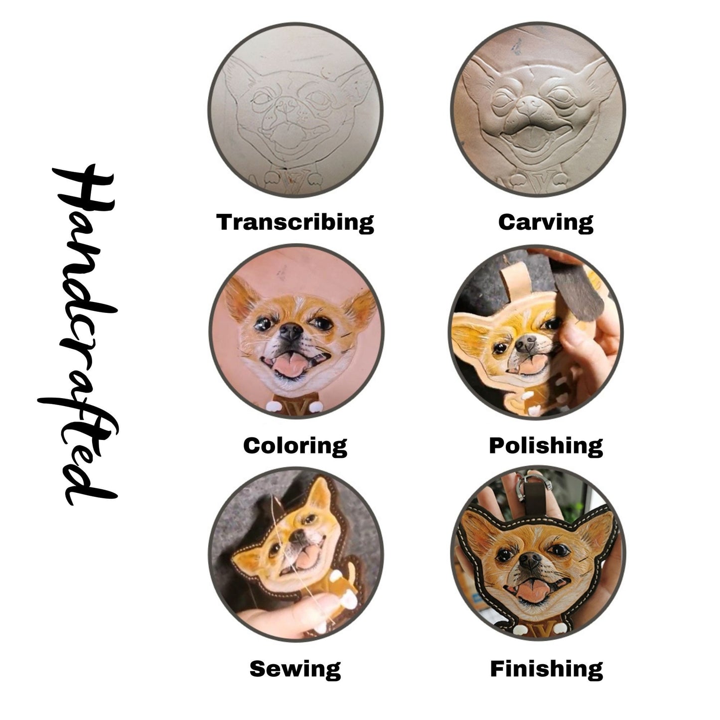 3d leather dog portrait customization handcraft curving process