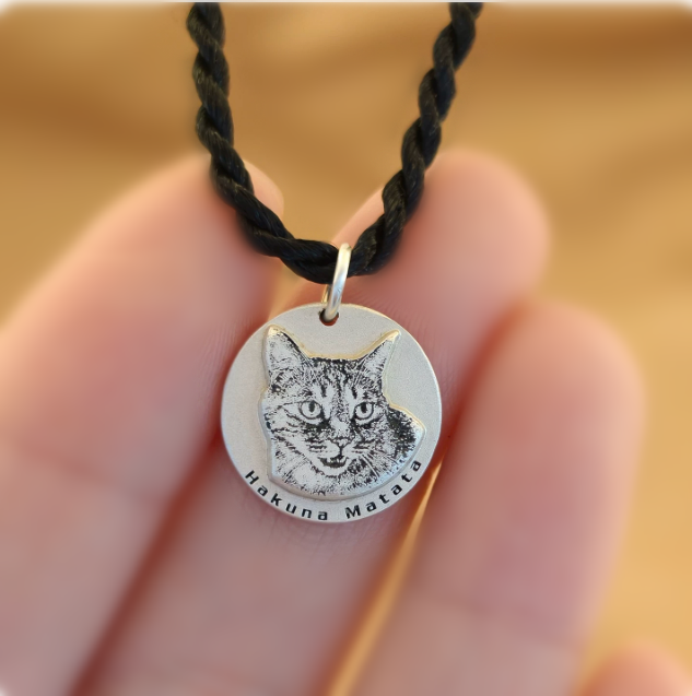 Fur-bulous Sterling Silver Double Layer 3D Round Pendant Necklace - Custom Pet Photo Jewelry