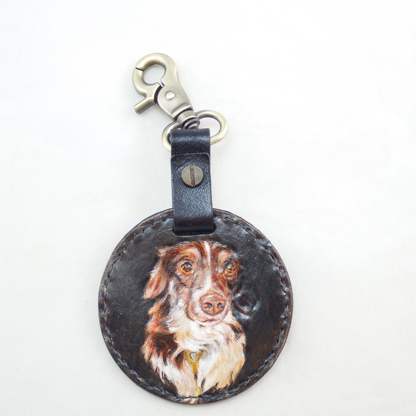 Leather carving keychain, Pet leather keychain, Customized leather carving