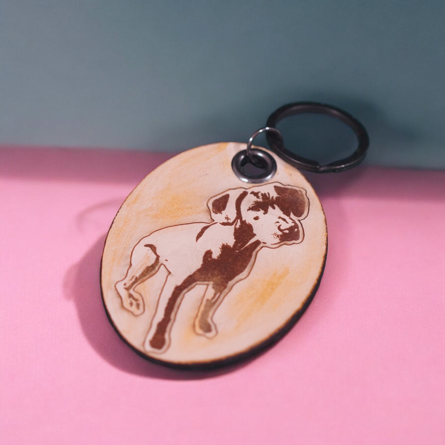 Paw-some Wax Buttero Leather Keychain - Custom Engraved Pet Portrait