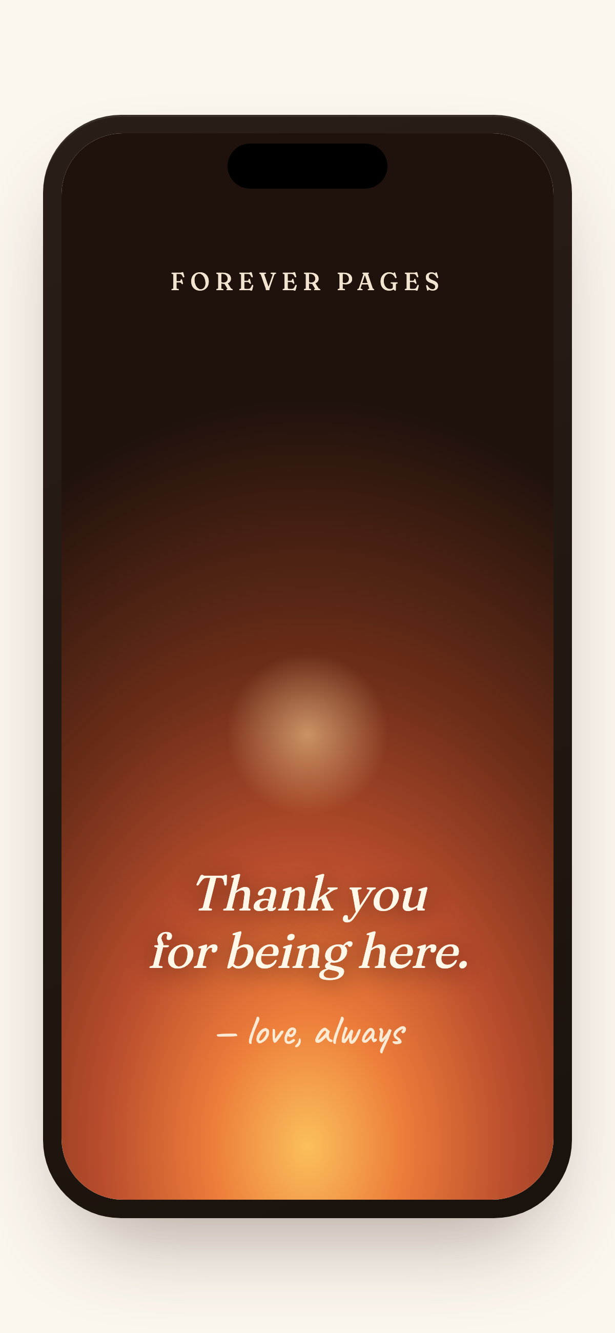 Forever Pages opening scene mockup