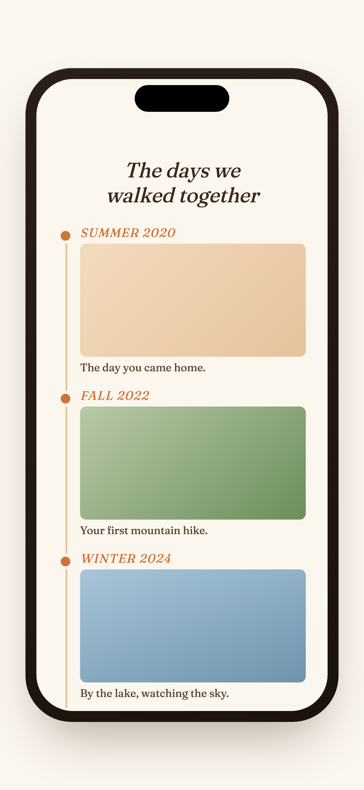 Forever Pages timeline scene mockup
