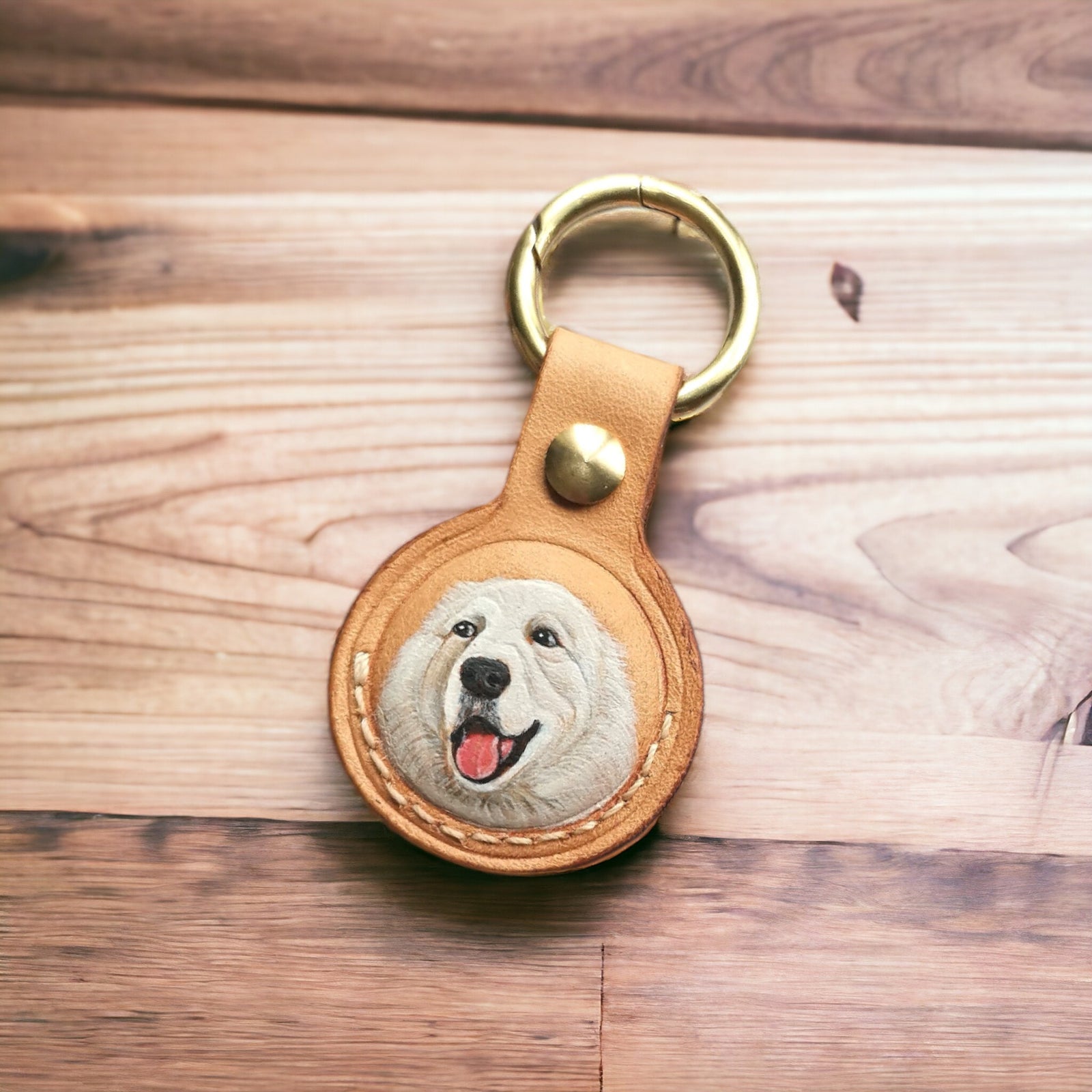 Woof-tastic Personalized Hand-Painted Dog Pet Portrait AirTag Holder - Custom Pet Keychain