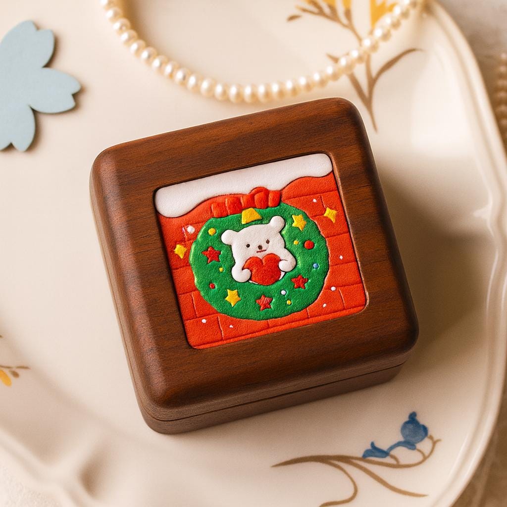 Hand-painted pet portrait leather wooden ring box