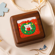 Hand-painted pet portrait leather wooden ring box