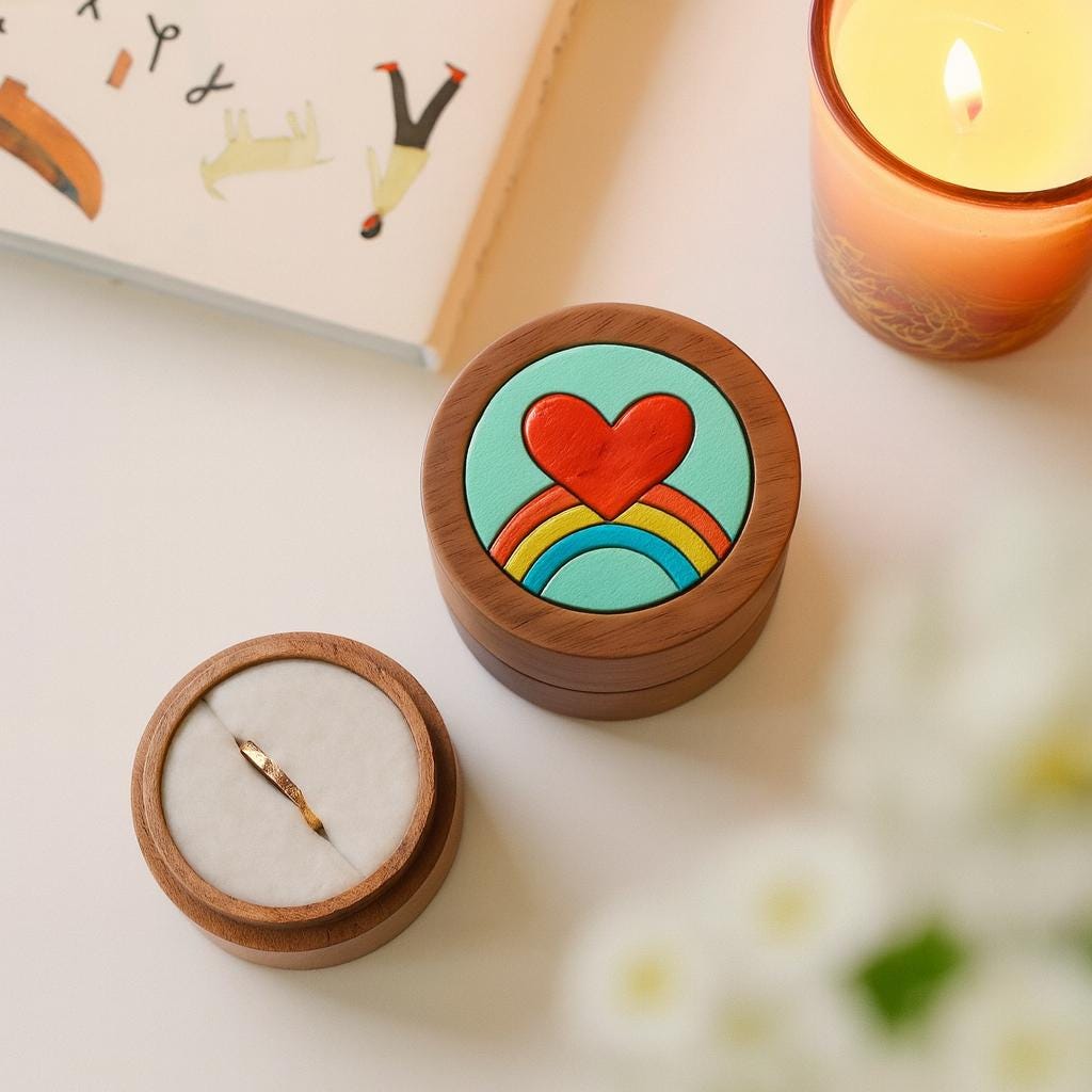 Hand-painted pet portrait leather wooden ring box