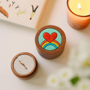Hand-painted pet portrait leather wooden ring box