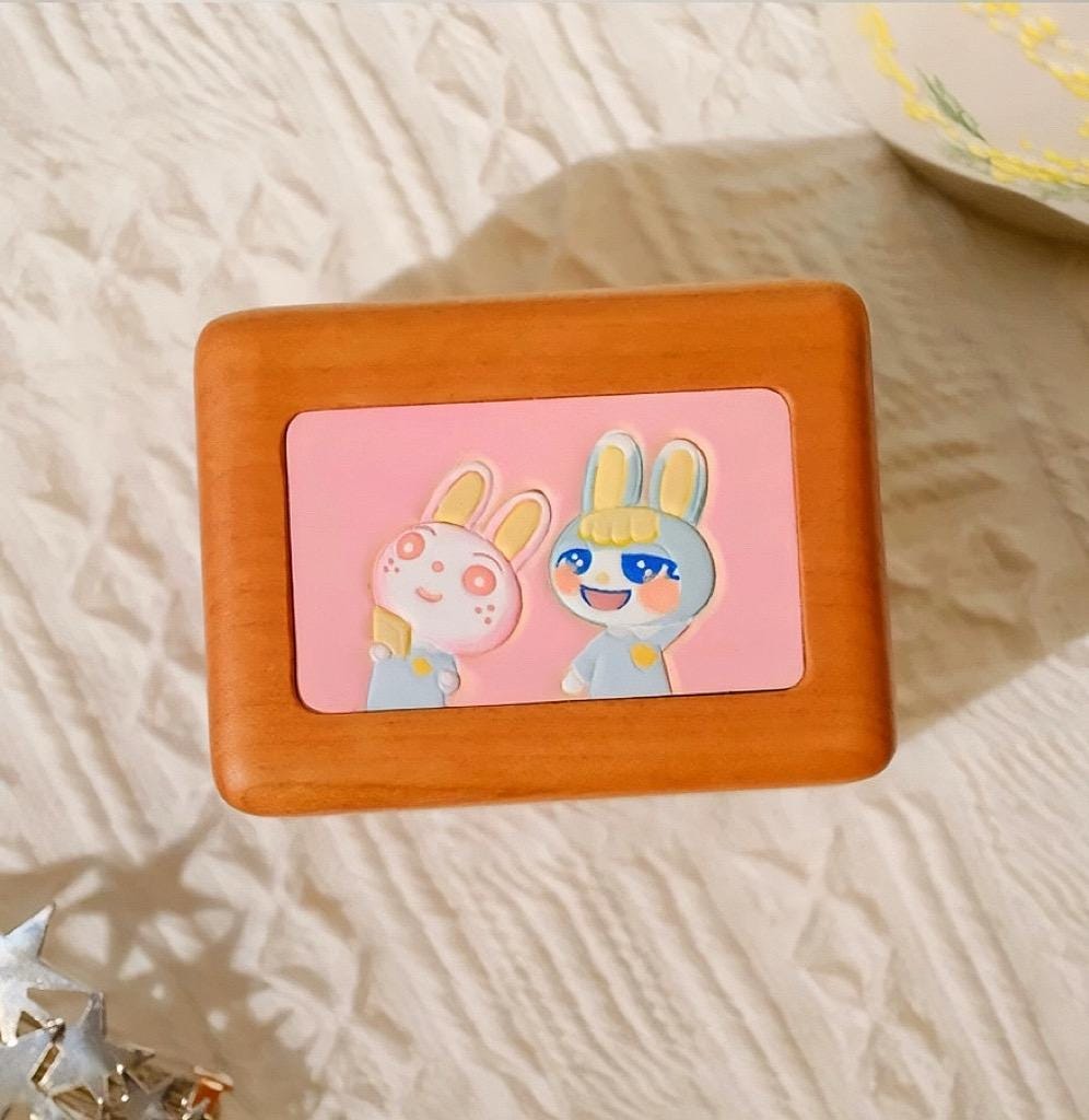 Hand-painted pet portrait leather wooden ring box
