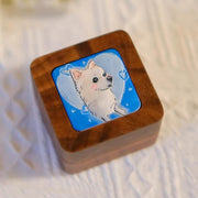 Hand-painted pet portrait leather wooden ring box