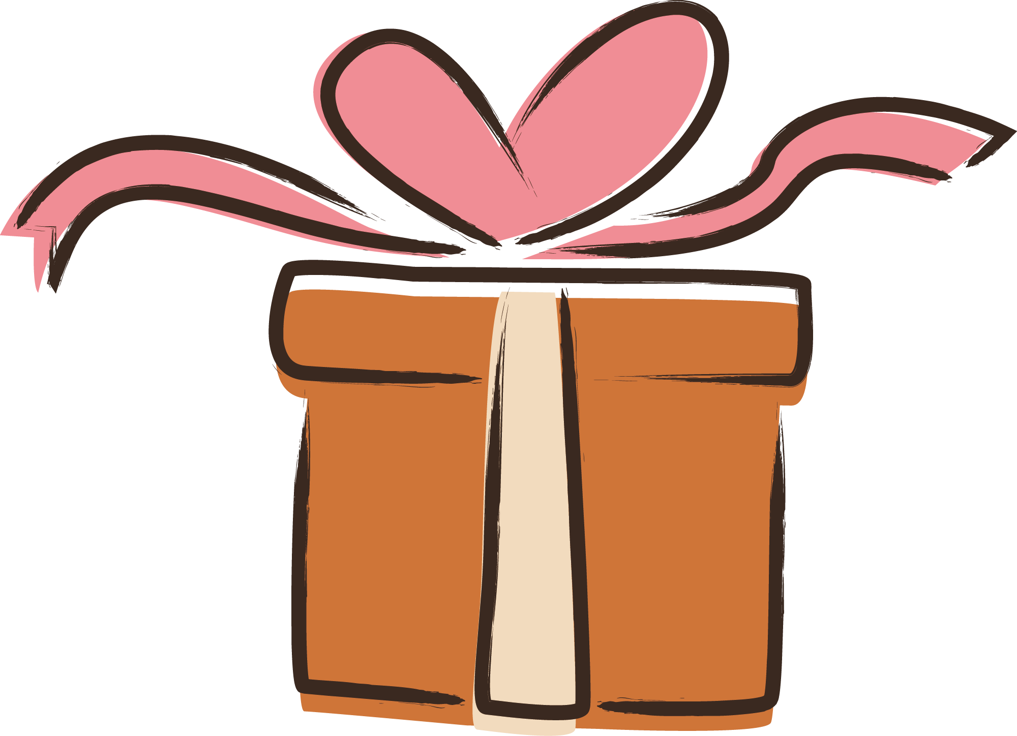 Illustration of a beautifully wrapped gift box with a vibrant pink ribbon, ready to excite pet owners with the most unique and personalized pet gifts from Petnoya, perfect for showing love and appreciation to your furry friends.