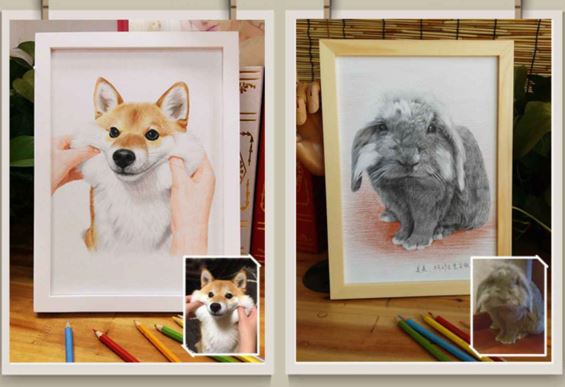 Personalized hand-painted pet portraits