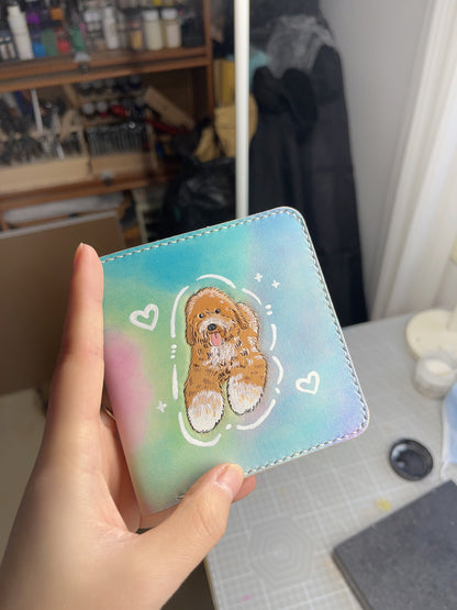 Tail-Wagging Pet Portrait Leather Wallet