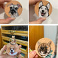 Handpainted Leather Pet Portrait Keychain, Personalized Leather Pet Bag Tag, Custom Cat Keyring, Dog Painting Keyring