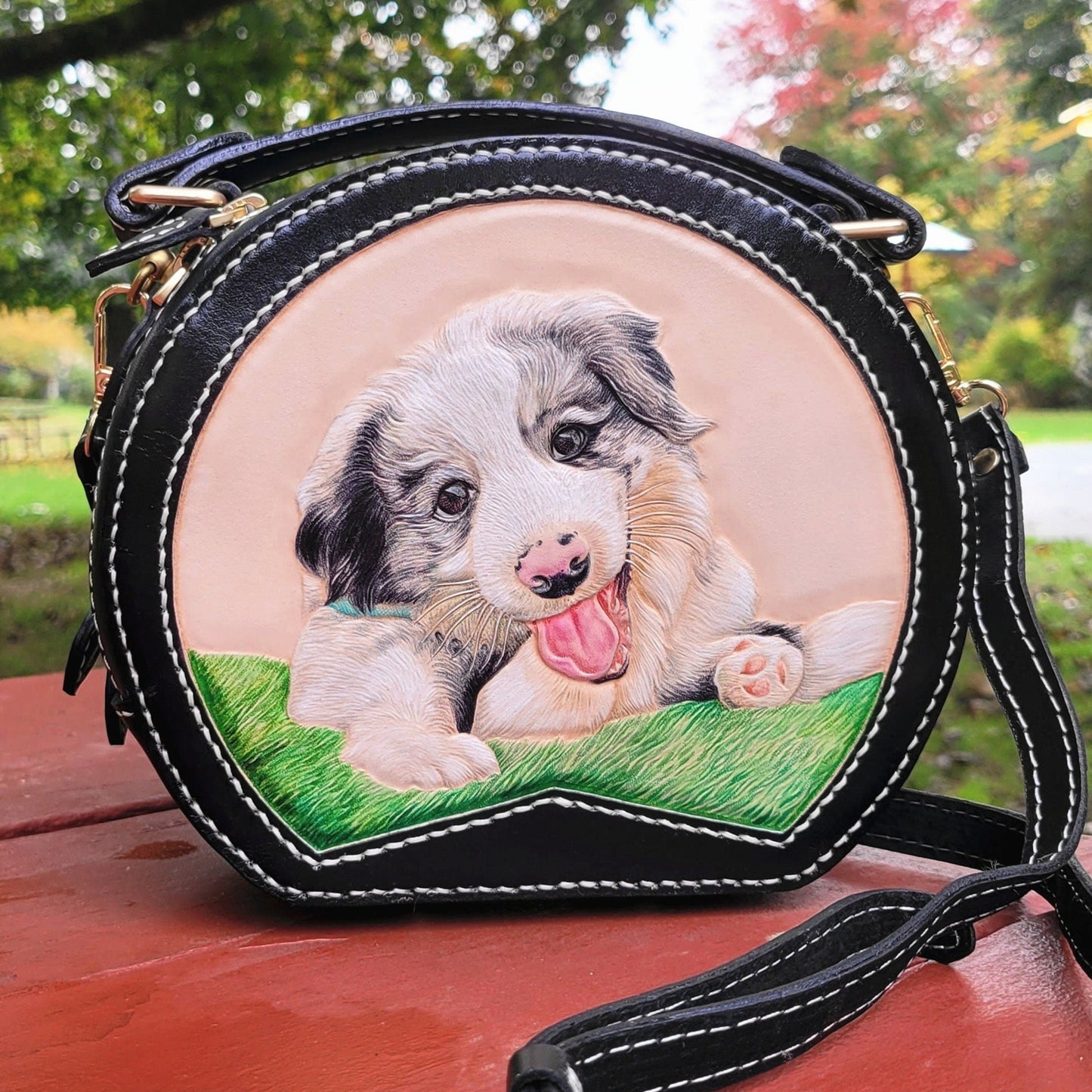 Custom Pet Portrait Leather Handbag